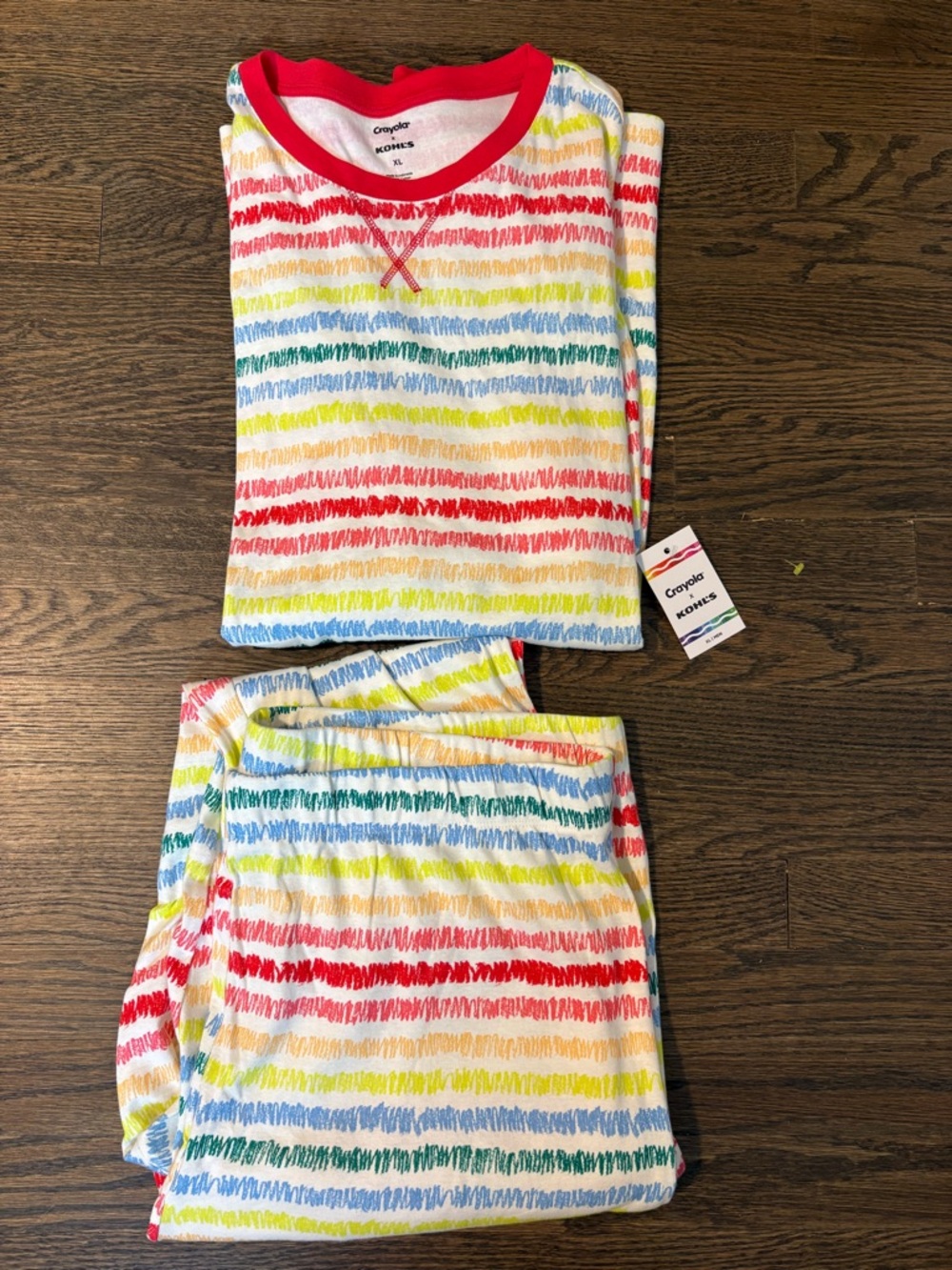NWT Crayola x Kohl's Rainbow Scribble Pajama Set XL Men's Unisex Matching PJ